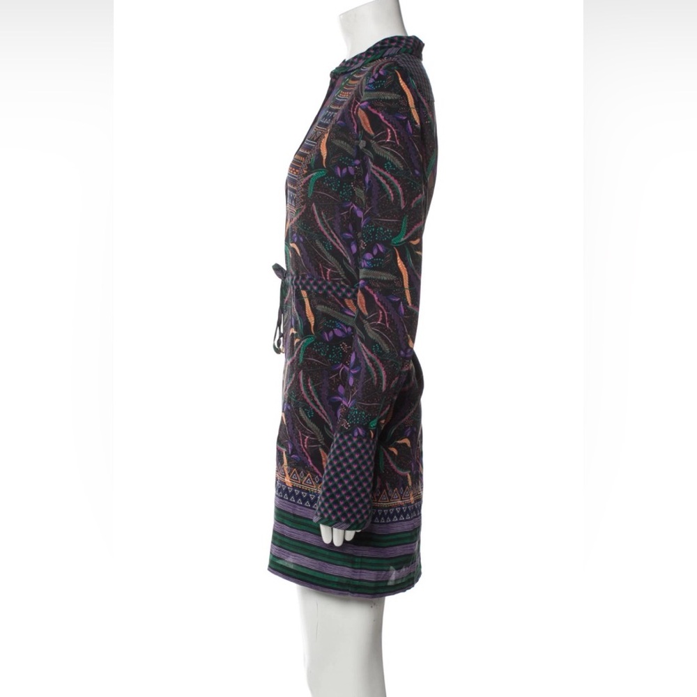 SALONI Jewel Coloured Silk Print Mini Dress (Sz 4) - Picture 4 of 8